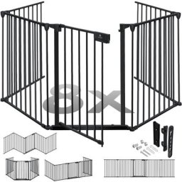 Grille de protection de cheminée avec porte Grille de sécurité de poêle en métal Parc pour bébé