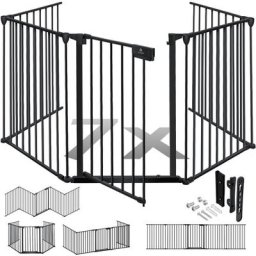 Grille de protection de cheminée avec porte Grille de sécurité de poêle en métal Parc pour bébé