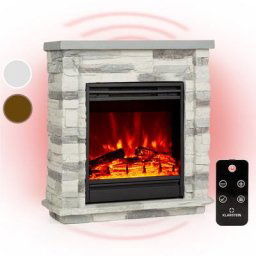 Klarstein - Cheminée électrique Lienz 1800W décor pierre Polystone Télécommande