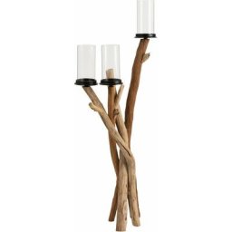 Photophores 3 haut branches bois naturel h. 126 cm - Beige