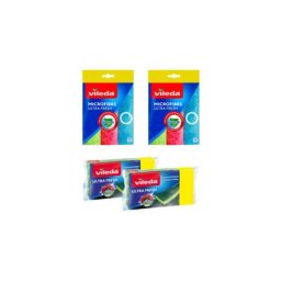 Pack Vileda 6 chiffons microfibres UltraFresh et 6 éponges avec grattoir - Rose