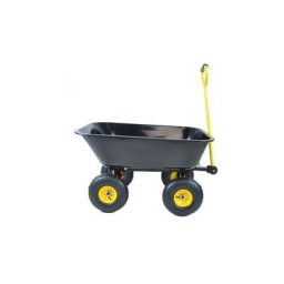 Chariot de jardin à main 75L avec benne basculante Remorque 4 pneus max 300 kg Jardinage-Gris