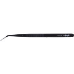 Brucelle de précision Knipex 155mm coudée 45° avec goujon - Pointue - Noire laquée - ( Prix pour 1 )