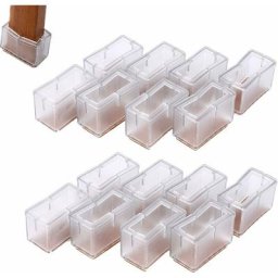 16 Pcs Transparent Chaise Jambe Caps Silicone Rectangle Meubles Tables Pieds Couvre Jambe