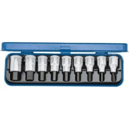 Coffret de 9 embouts pour clé à pipe mandrin carré 1,3 cm (0,5"") formats de 5 à 17 mm (Import