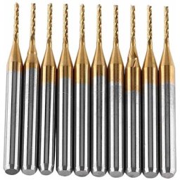 10pcs Fraise au Carbure de Tungstène Fin Moulin Titane Manteau Fraisage Gravure Bits Bavures