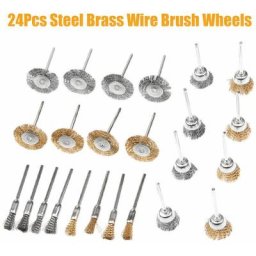 24 pcs en laiton fil brosse ensemble meuleuse de roue propre pour accessoire d'outil rotatif Dremel