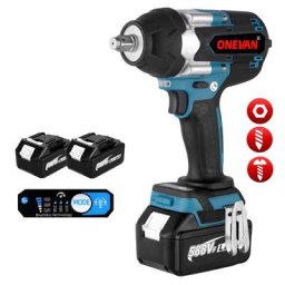 Brushless Clé à chocs sans fil Onevan 1800Nm 1/2 axe Boulonneuse a Choc avec 588VF Batterie - (Deux