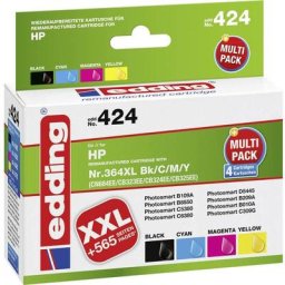 Edding Encre remplace HP 364, 364XL compatible pack bundle noir, cyan, magenta, jaune edding 424