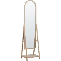 Beliani - Miroir sur Pied 43 x 170 cm avec Étagère Inférieure Cadre en Bois clair Chambery - Bois
