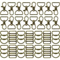 Lot de 56 porte-clés en métal – Mousquetons pivotants, anneau en d et boucle coulissante pour sac à