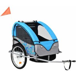Vidaxl - Remorque à vélo et poussette pour enfants 2-en-1 Bleu et gris Light blue and grey