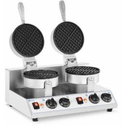 Gaufrier Électrique Professionnel Rond Double Rotatif Machine Gaufres 2600w Inox - Blanc, Gris