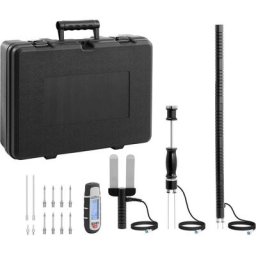 Humidimètre Testeur D'Humidité lcd Matériaux Bois Électrode-Marteau Mallette - Noir, Orange