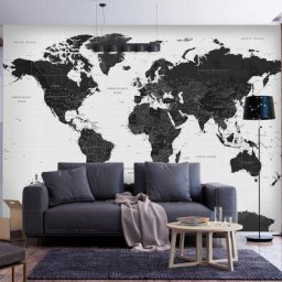 Artgeist - Papier peint Carte du monde en noir et blanc - 200 x 140 cm - Noir et blanc