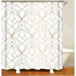 Rideau de douche doré ligne jaune triangles salle de bain textile rideau anti-moisissure effet