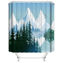 Rideau de Douche de Montagnes enneigées 180180 cm, Rideau de douche Paysages Rideau de Douche en