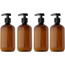 Marron-4pcs 500ml Distributeur Savon Salle de Bain Flacon Pompe Vide Distributeur de Savon Liquide