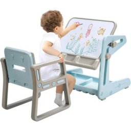 Table et Chaise à Dessin pour Enfant Inclinable, avec Tableau Magnétique Réglable, Inclus Grand