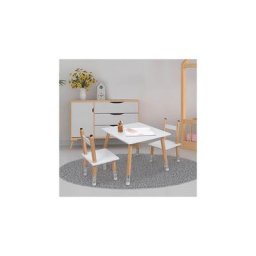 M-s - Ensemble table et 2 chaises enfant en bois blanc et naturel