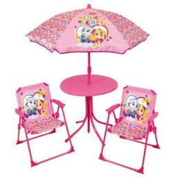 Fun House - pat patrouille Salon de jardin 1 table 46xø46 cm, 2 chaises H.53xl.38,5xP.37,5cm et 1