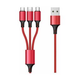 Câble Multi usb, 3 en 1 Multi Chargeur usb Câble en Nylon Tressé Charge Rapide - 1.2M, rouge