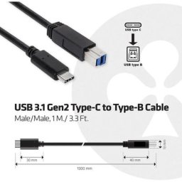 Club3d - Câble usb usb 3.2 Gen1 (usb 3.0) usb-c® mâle, usb-b mâle 1.00 m CAC-1524