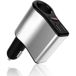 Chargeur de Voiture usb 3en1 - 2 Ports usb 3,1 a + Prise Allume Cigare + Voltmètre 12-24V - Fishtec