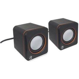 Haut Parleur Manhattan 2600 pour PC - USB - Son Stéréo - Compact - Noir