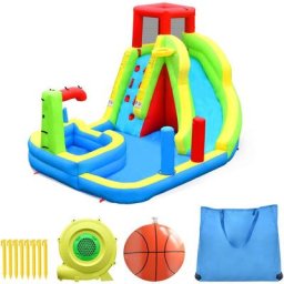 Château et aire de jeux gonflable Château gonflable 6 en 1 pour enfants de 3 à 10 ans, souffleur