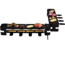 ETF2114 - 2 appareils a raclettes reliables - 1200W - 8 personnes - 4 plaque de grill - 8 caquelons