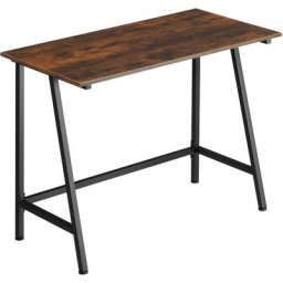 Bureau Newton - table informatique, table de travail, table de bureau - bois foncé industriel