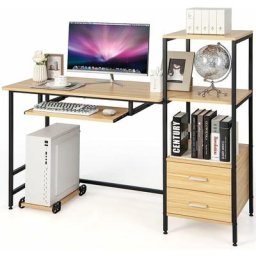 Bureau d'Ordinateur Industriel 140x50x110cm, Table d'étudeen Forme de h Support de cpu Mobile,