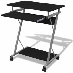 Bureau d'ordinateur compact avec plateau à clavier Noir