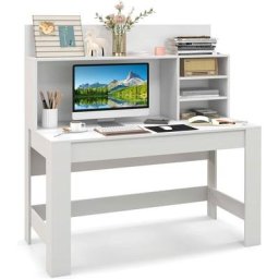 Bureau d'Ordinateur, Table de Travail avec Étagères de Rangement et Passe-câbles, Bureau Moderne