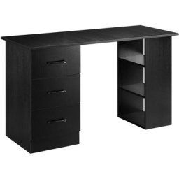 Homcom - Bureau informatique meuble de bureau 3 tiroirs coulissants + 3 étagères grand plateau 120L