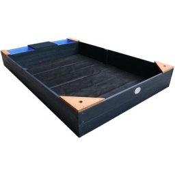 Kelly bac à sable en bois avec banc et récipients pour l'eau Bac à sable pour enfants en anthracite