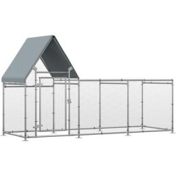 Enclos poulailler chenil 3,23 m² - parc grillagé dim 3,02L x 1,07l x 1,72H m - espace couvert