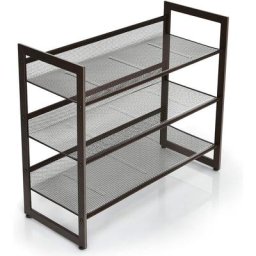 Tagère à Chaussures à 3 Niveaux, Range-Chaussure en Fer pour 9-12 Paires , Rangement Chaussures