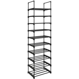 Etagère à chaussures en fer noir avec 10 niveaux modulables - L45 x H174 cm Calicosy Noir