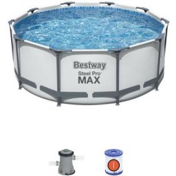 Bestway - Piscine Hors-sol Tubulaire Steel Pro Max - 305x100cm - Épurateur à Cartouche