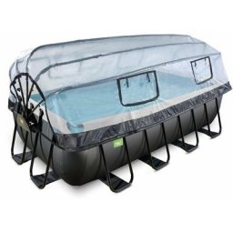 Piscine exit Black Leather 400x200x100cm avec pompe filtrante à sable et dôme - noir - Noir