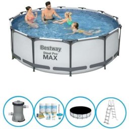 Bestway - Piscine Steel Pro max - Forfait Piscine - 366x100 cm - Gris