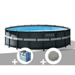 Intex - Kit piscine tubulaire Ultra xtr Frame ronde 5,49 x 1,32 m + Bâche à bulles + 20 kg de