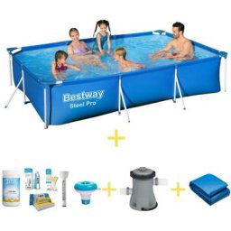 Bestway - Piscine Steel Pro - 400 x 211 x 81 cm - Avec kit d'entretien ways, pompe de filtration et