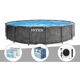 Intex - Kit piscine tubulaire Baltik ronde 5,49 x 1,22 m + Bâche à bulles + 6 cartouches de