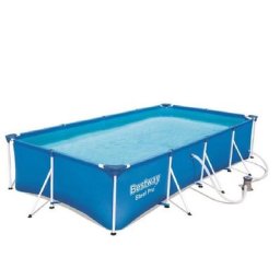 Bestway - 56424 Steel Pro piscine rectangulaire bleue 400x211x81 cm avec cadre et pompe de