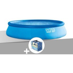 Intex - Kit piscine autoportée Easy Set 4,57 x 0,84 m + Bâche à bulles - Bleu