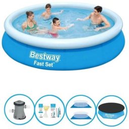 Bestway - Piscine Fast Set - Avec des accessoires - 366x76 cm - Bleu
