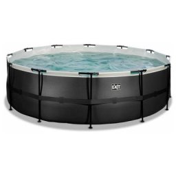 Piscine exit Black Leather ø450x122cm avec pompe filtrante à sable - noir - Noir